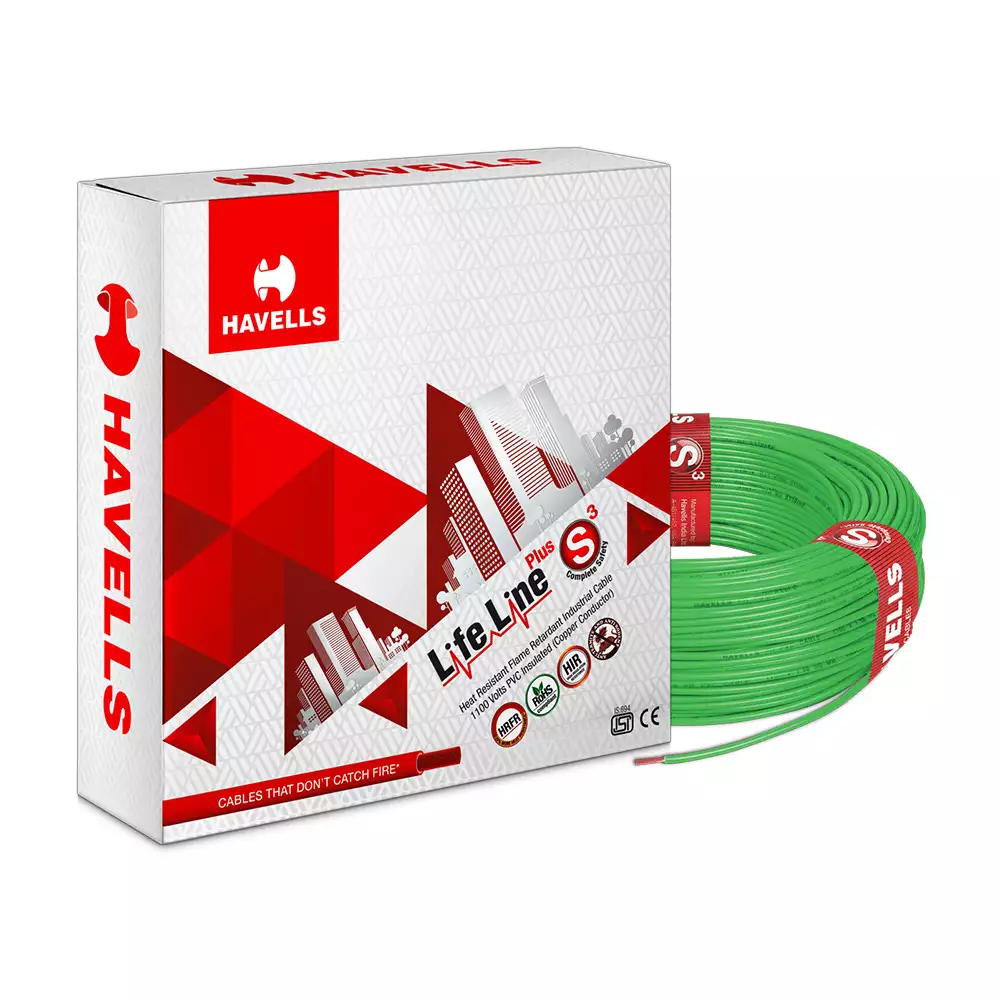 Havells Life Line Plus S3 HRFR Cables 0.75 Sq. mm 90 m (Green)