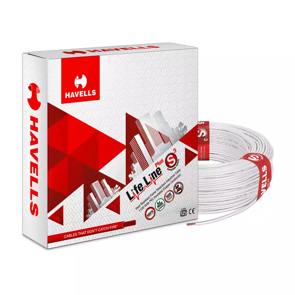 Havells Life Line Plus S3 HRFR Cables 1.0 Sq. mm 90 m (White)