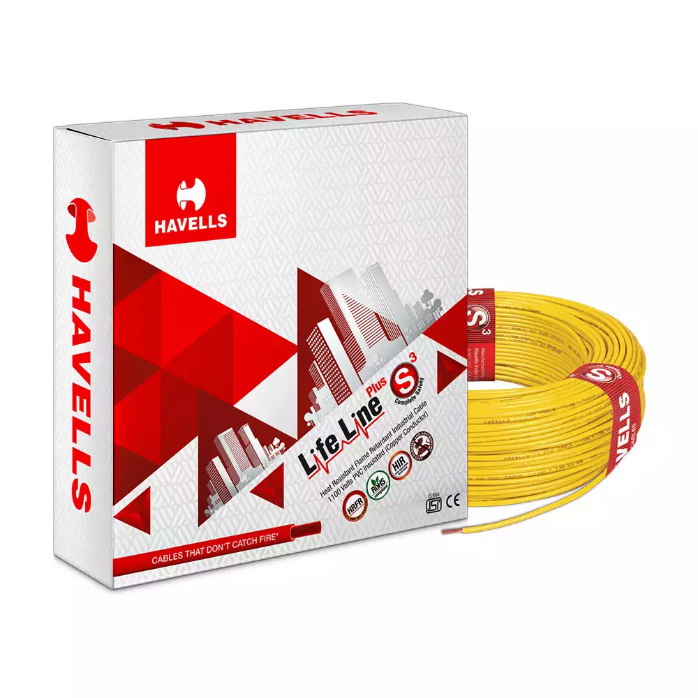 Havells Life Line Plus S3 HRFR Cables 4.0 Sq. mm 90 m (Yellow)