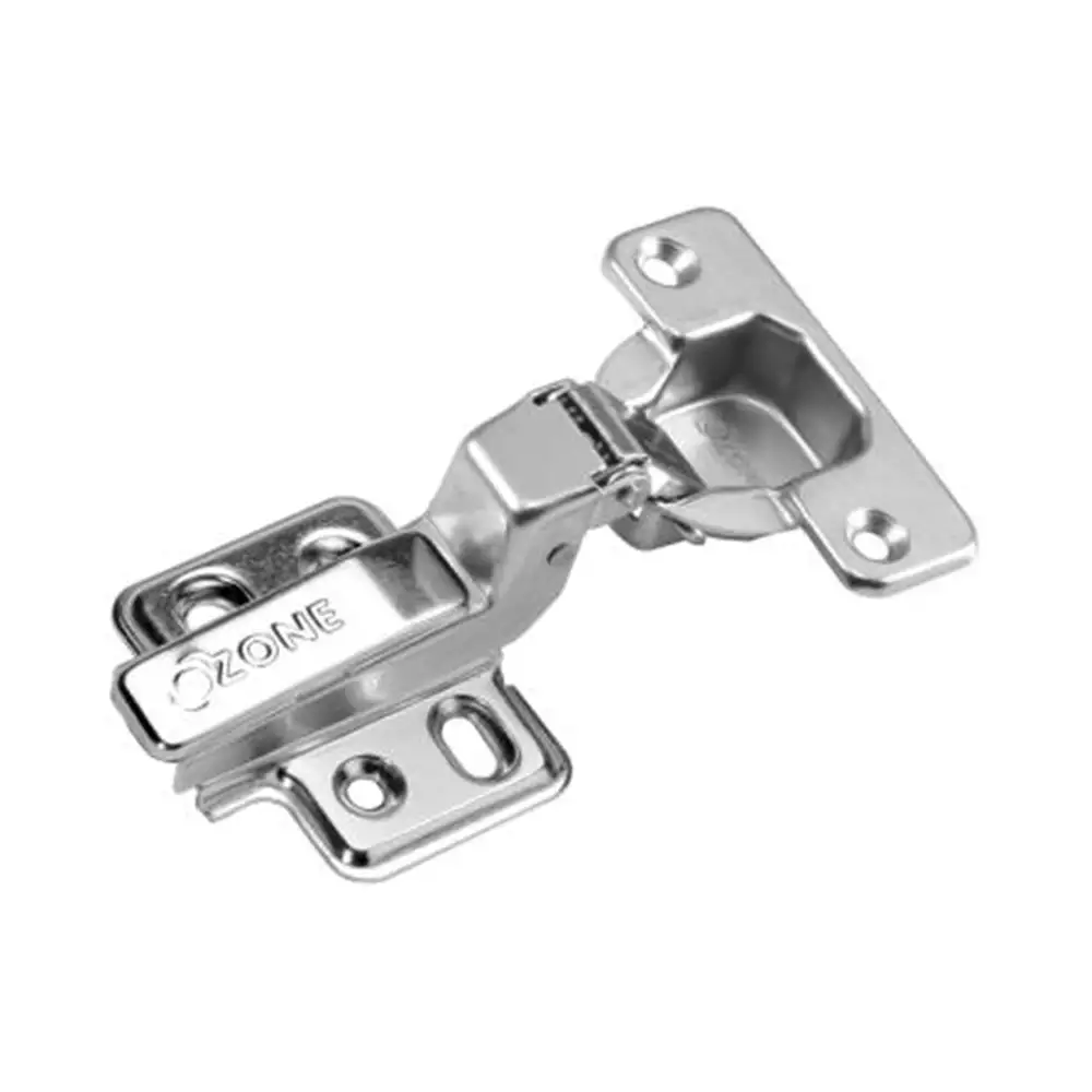 Ozone Screw-On Auto-Close Concealed Hinge With 4 Holes Mounting Plate - 15° Crank