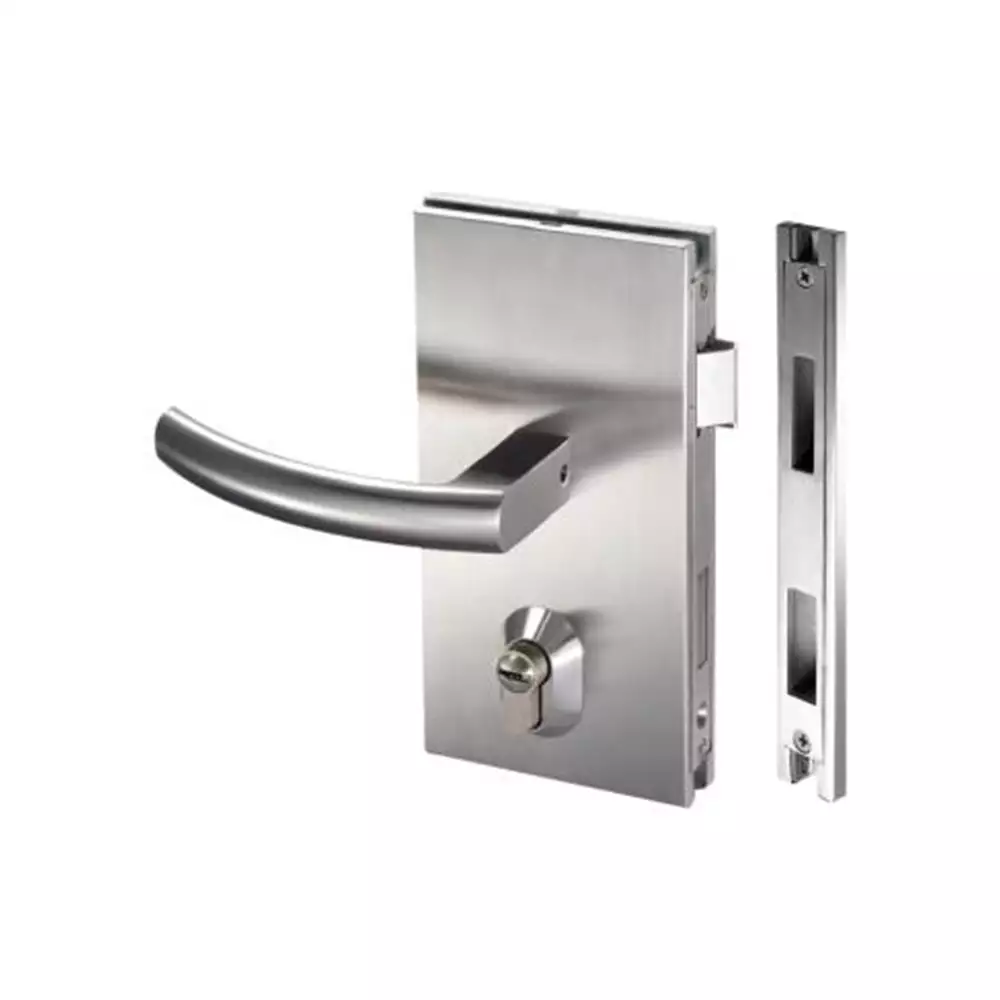 Ozone Glass Door Lock With Latch Bolt, Dead Bolt & Strike Plate- SSS