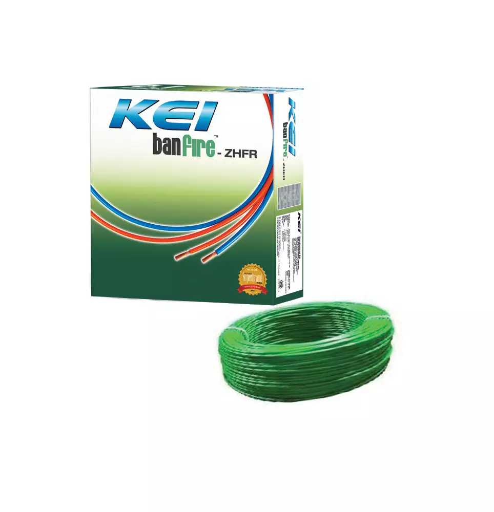 KEI BanFire - ZHFR - 2.5 Sq. mm Single Core Electrical Wire - 90 Meter (Green)