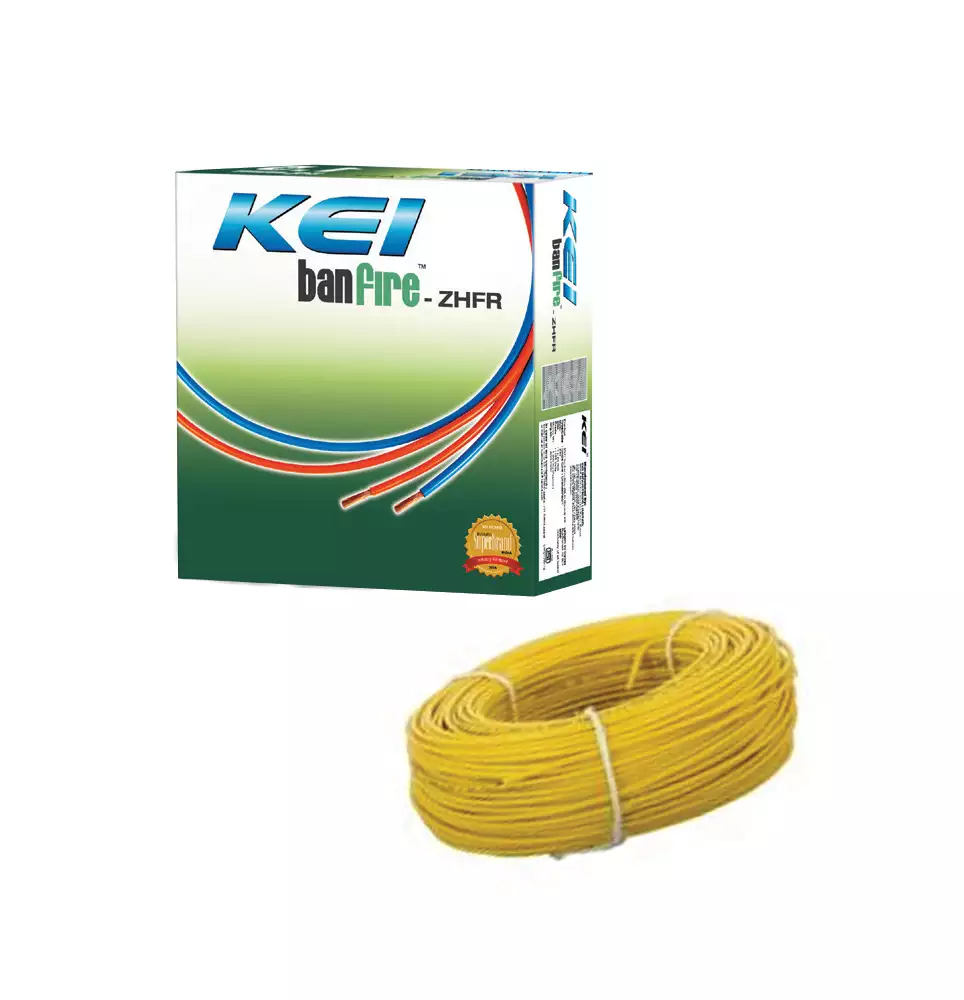 KEI BanFire - ZHFR - 0.75 Sq.mm Single Core Electrical Wire - 90 Meter (Yellow)