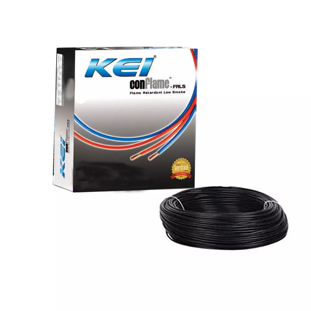 KEI Conflame - FRLSH - 1 Sq. mm PVC Insulated Industrial Single Core Electrical Wire - 180 Meter (Black)