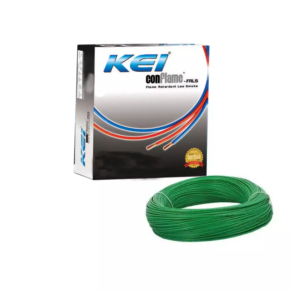 KEI Conflame - FRLSH - 0.75 Sq.mm PVC Insulated Industrial Single Core Electrical Wire - 180 Meter (Green)