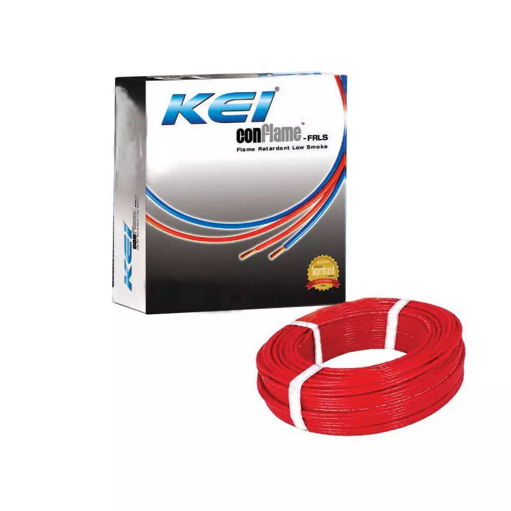 KEI Conflame - FRLSH - 0.75 Sq.mm PVC Insulated Industrial Single Core Electrical Wire - 90 Meter (Red)