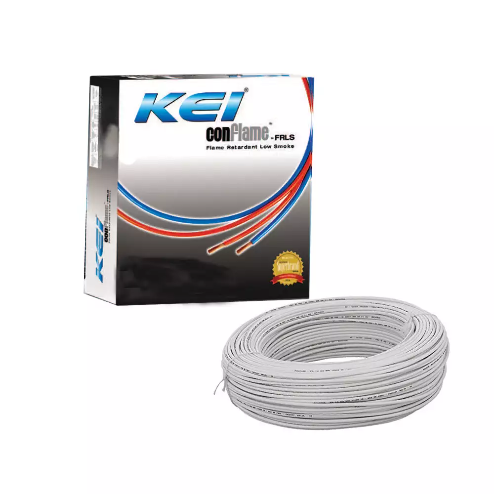 KEI Conflame - FRLSH - 1.5 Sq. mm PVC Insulated Industrial Single Core Electrical Wire - 180 Meter (White)