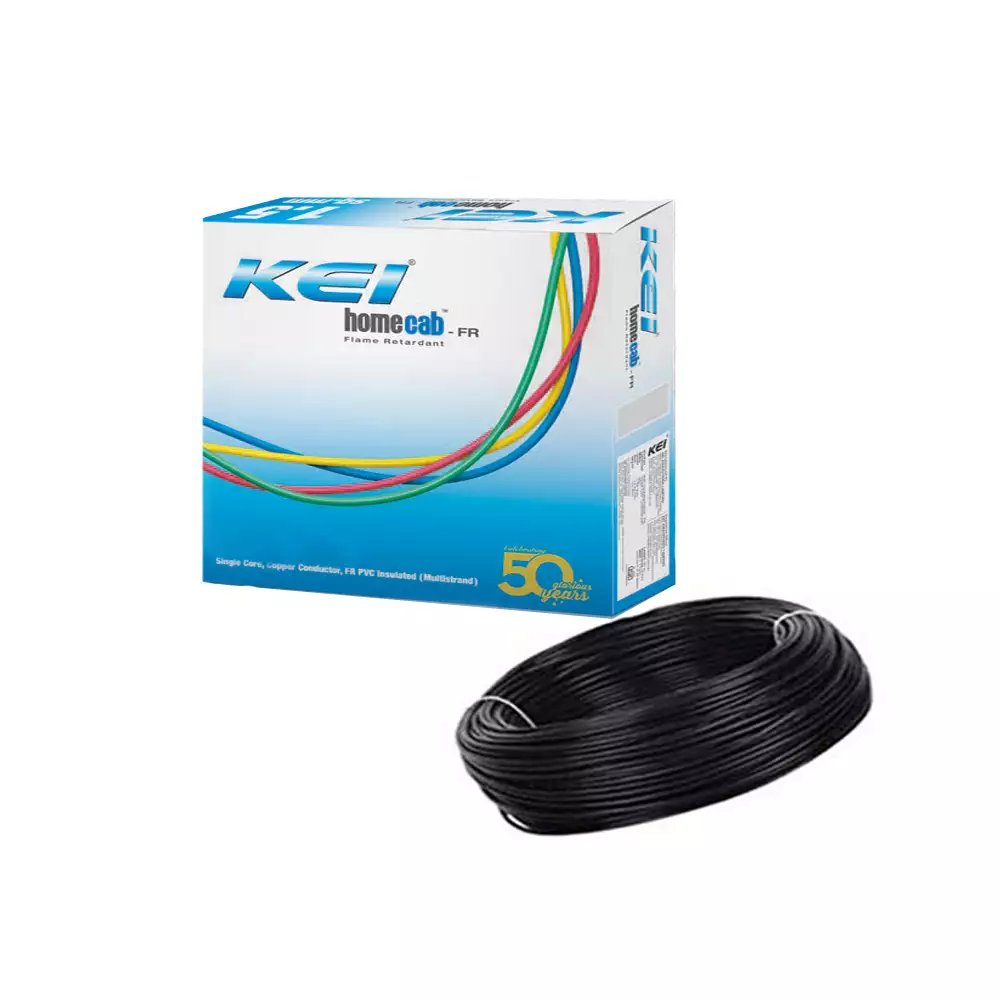 KEI Homecab - FR - 4 Sq. mm PVC Insulated Single Core Electrical Wire - 180 Meter (Black)