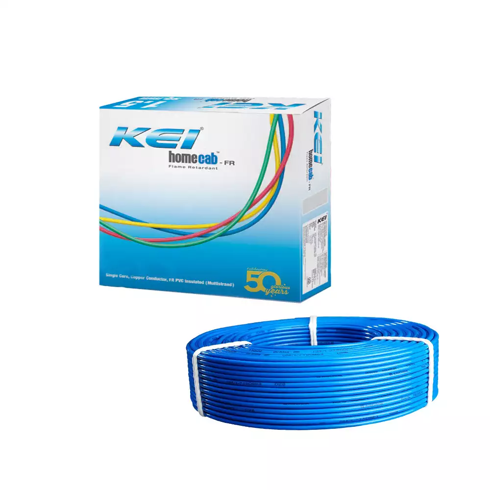 KEI Homecab - FR - 0.75 Sq.mm PVC Insulated Single Core Electrical Wire - 90 Meter (Blue)