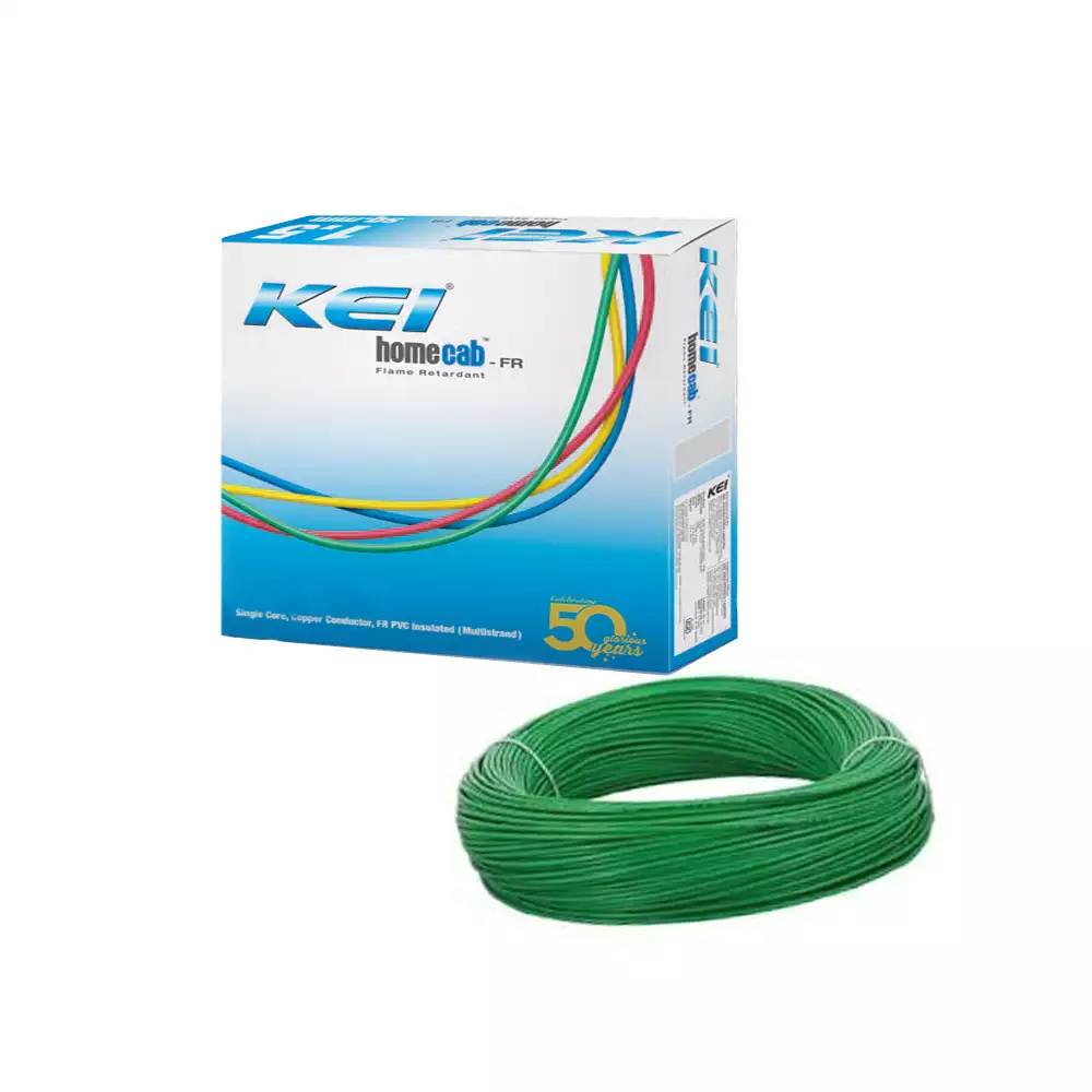 KEI Homecab - FR - 4 Sq. mm PVC Insulated Single Core Electrical Wire - 180 Meter (Green)