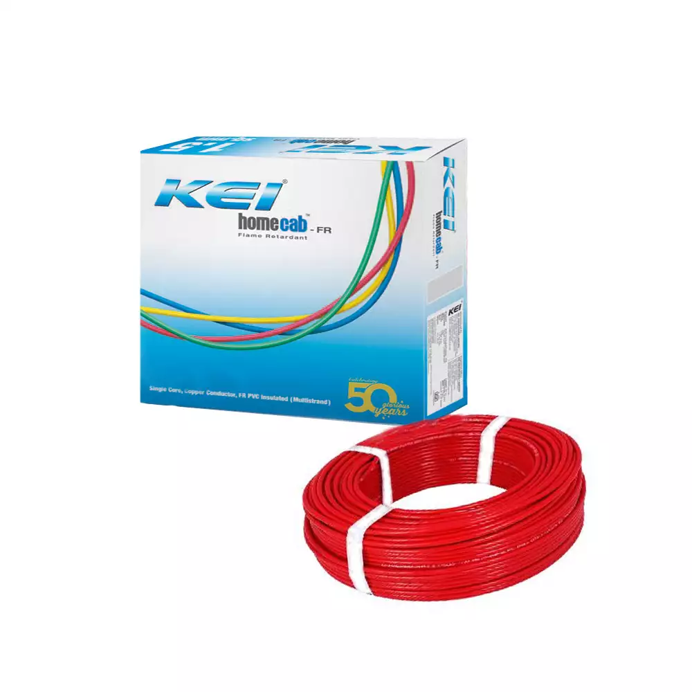 KEI Homecab - FR - 0.75 Sq.mm PVC Insulated Single Core Electrical Wire - 180 Meter (Red)