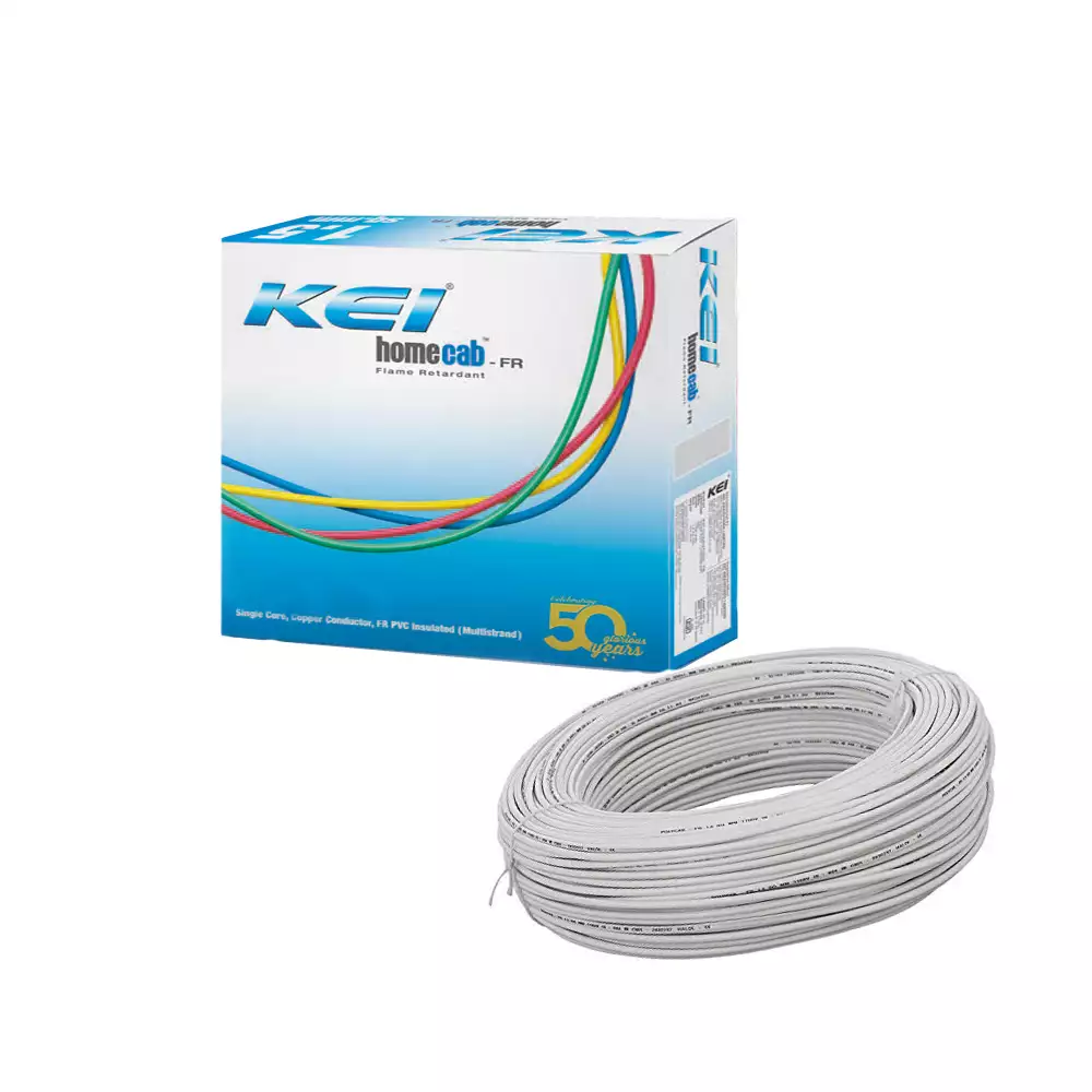 KEI Homecab - FR - 0.75 Sq.mm PVC Insulated Single Core Electrical Wire - 180 Meter (White)