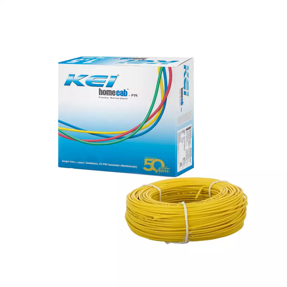 KEI Homecab - FR - 1 Sq. mm PVC Insulated Single Core Electrical Wire - 90 Meter (Yellow)