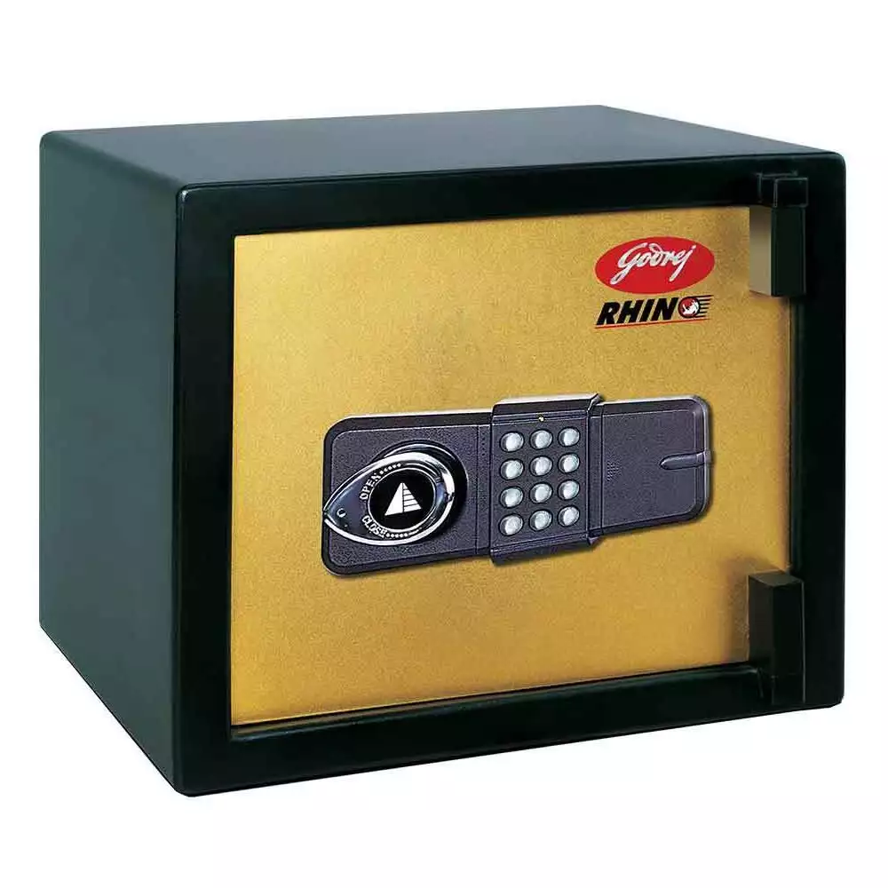 Godrej Rhino (45 Litre) Electronic Safe Locker For Home & Office With Pin Code & Key Access, Black & Gold - 36.5 Kg (1 Year Warranty)