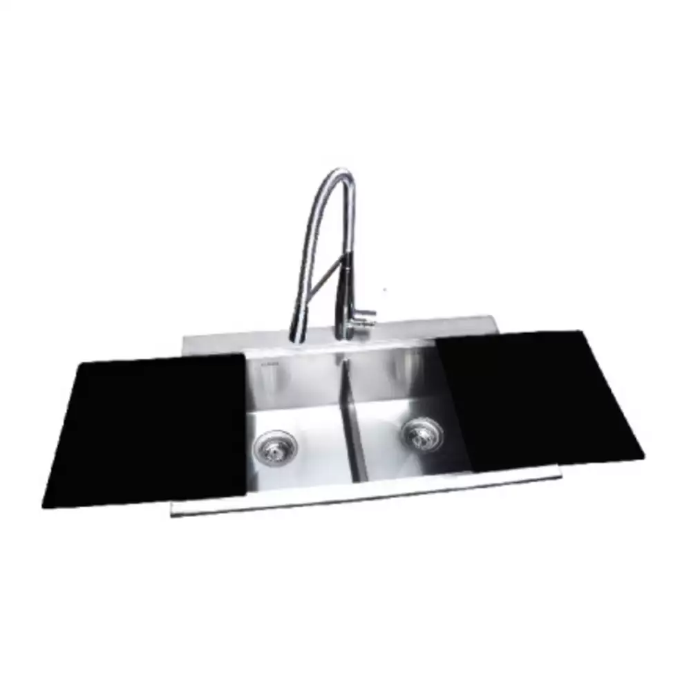 Futura Sinks Kitchen Sink With Glass Lid FS 3320 GS (Brush)