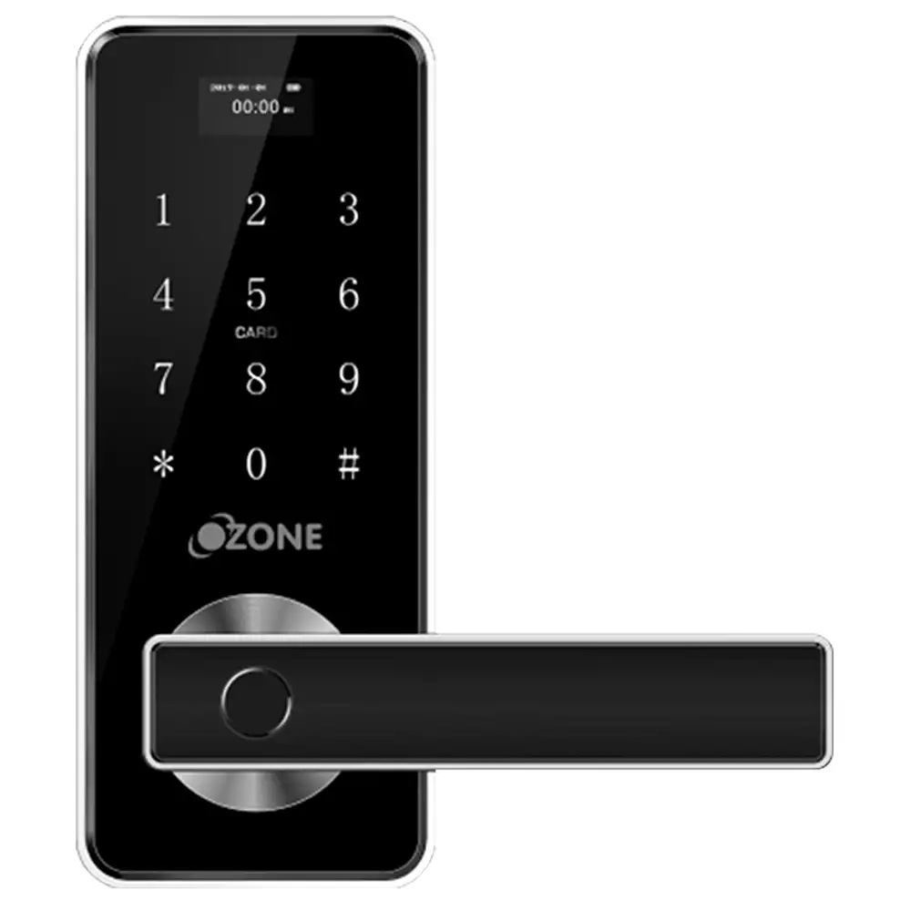 Ozone OZ-FDL-03 Std Morphy Smart Door Lock for Home With Fingerprint, RFID, PIN & Mechanical Key Access, Black (1 Year Warranty)