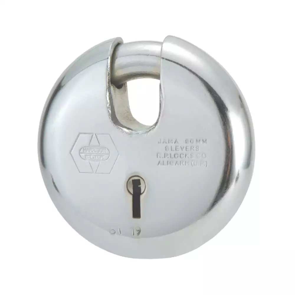 Harrison Jama 8 Levers Padlock With 3 Keys - 90 mm (Bright Chrome Plated)