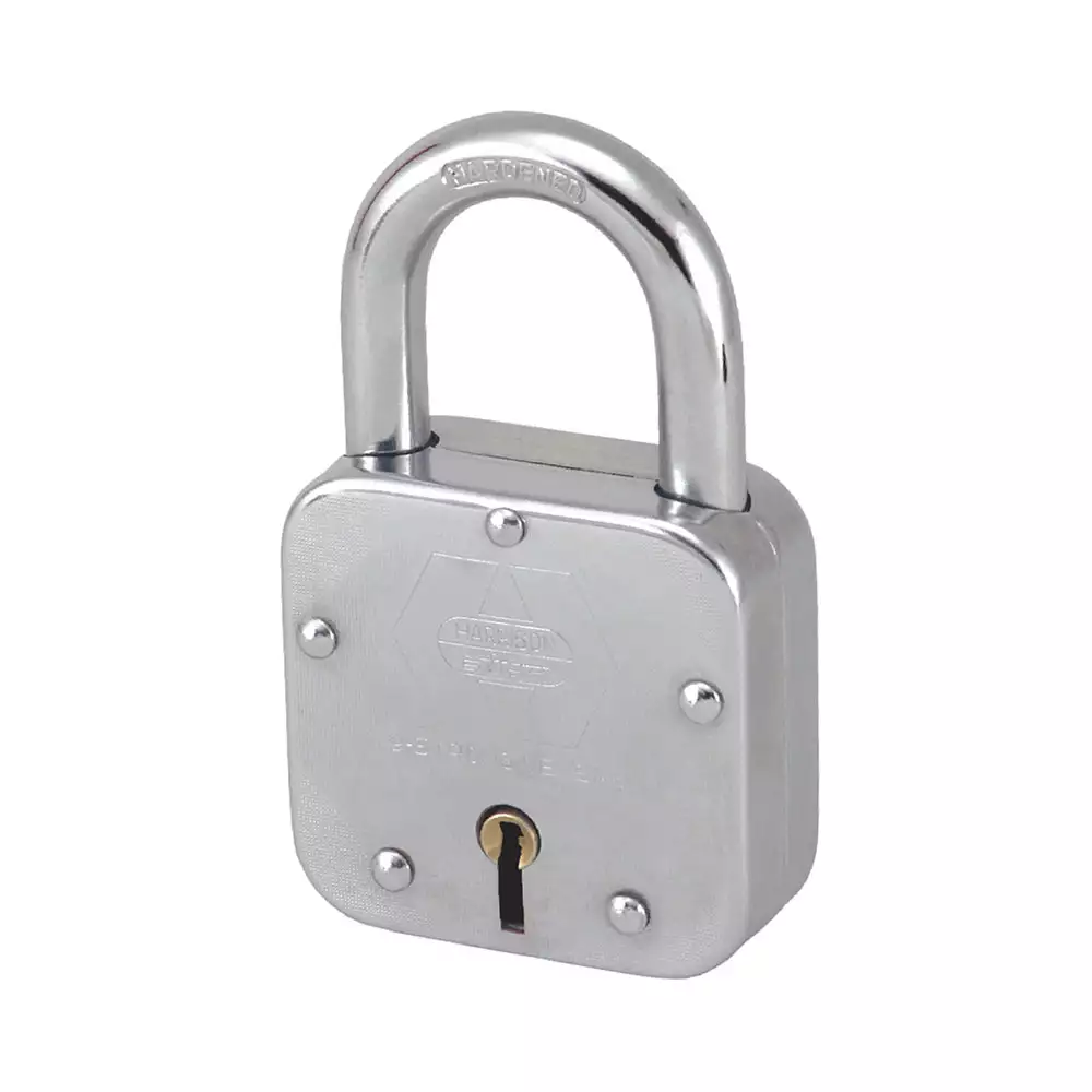 Harrison T-27 Premium Double Locking 8 Levers Padlock With 3 Keys - 65 mm (Bright Chrome Plated)