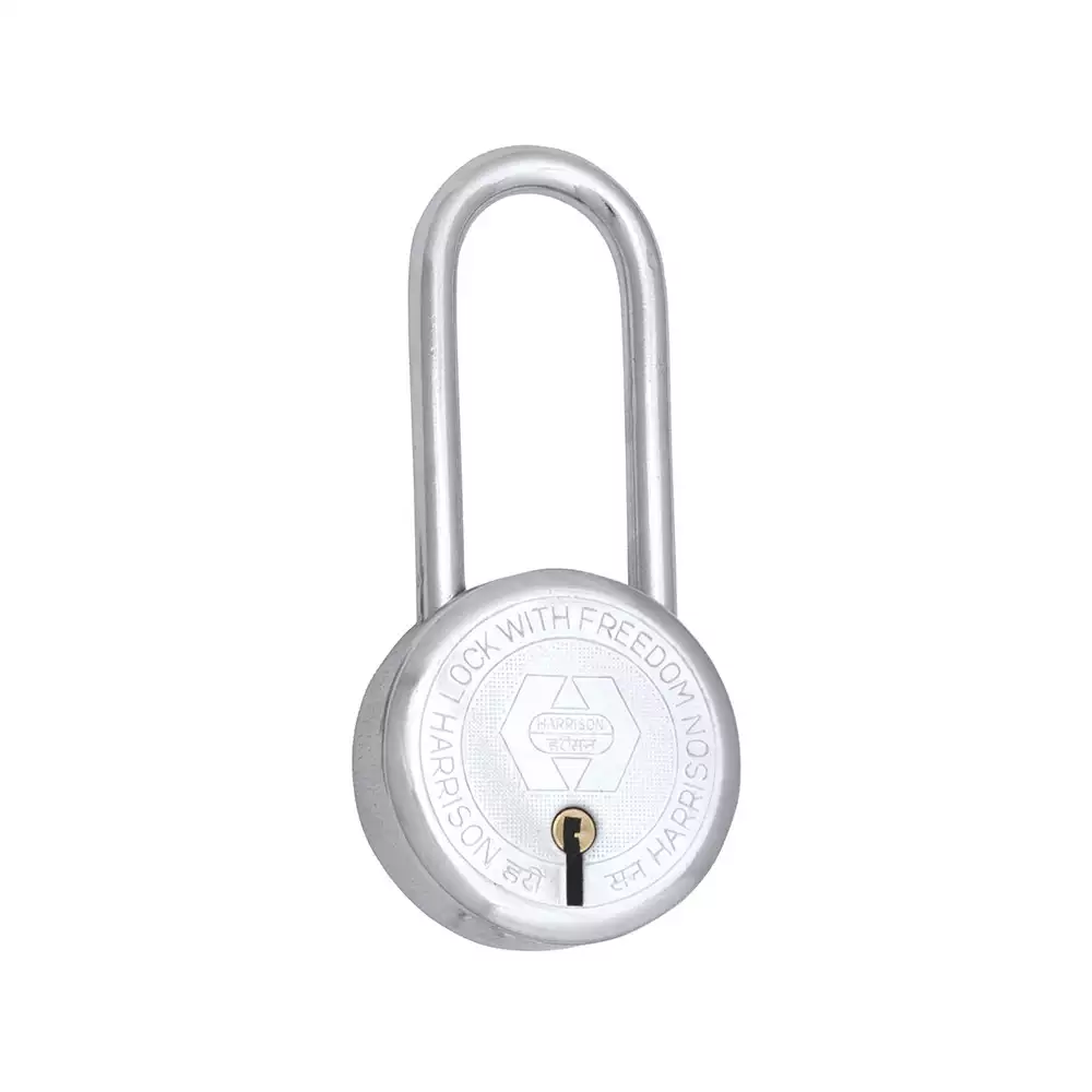 Harrison T-26 L/S Premium Round 8 Levers Padlock With 3 Keys - 65 mm (Bright Chrome Plated)