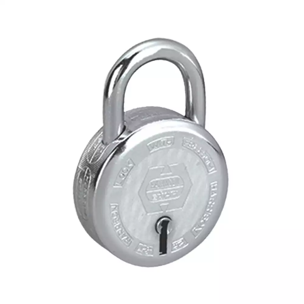 Harrison T-26 Premium Round 9 Levers Padlock With 3 Keys - 75 mm (Chrome Polished)