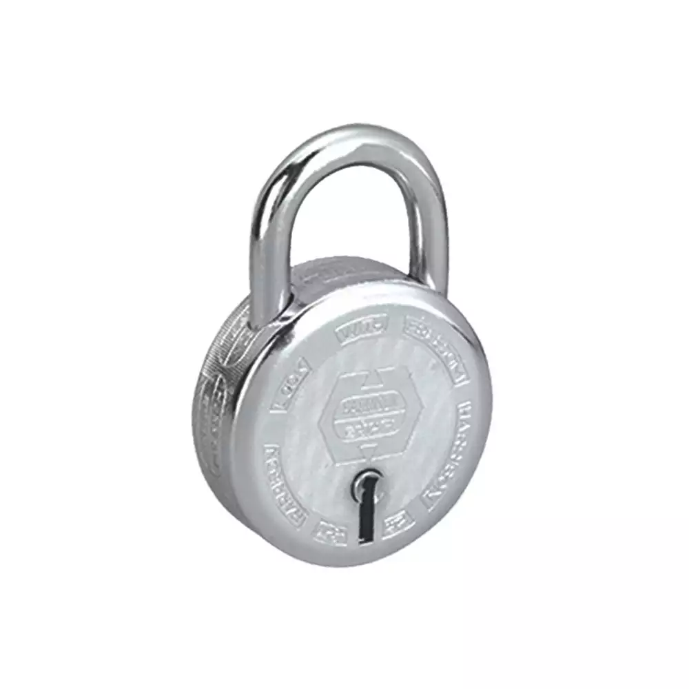 Harrison T-26 Premium Round 6 Levers Padlock With 3 Keys - 50 mm (Chrome Polished)