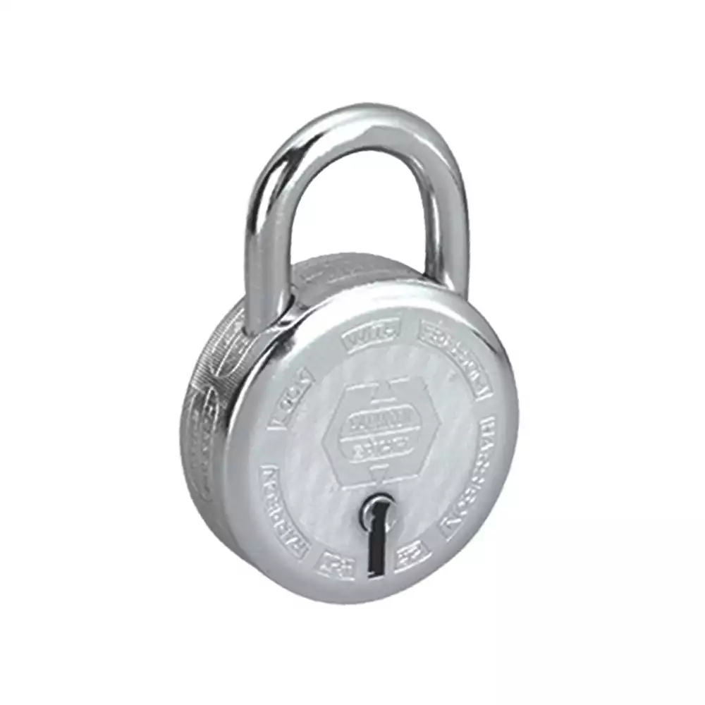 Harrison T-26 Premium Round 7 Levers Padlock With 3 Keys - 60 mm (Chrome Polished)