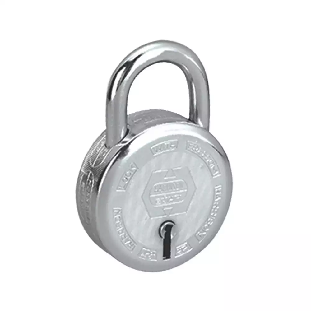 Harrison T-26 Premium Round 7 Levers Padlock With 3 Keys - 65 mm (Chrome Polished)