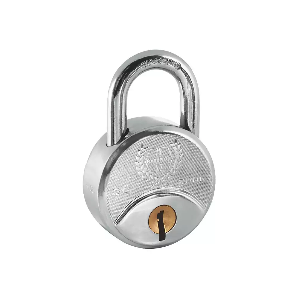 Harrison SC-2000 Premium Semi Cylinder 8 Levers Padlock With 4 Keys - 50 mm (Bright Chrome Plated)