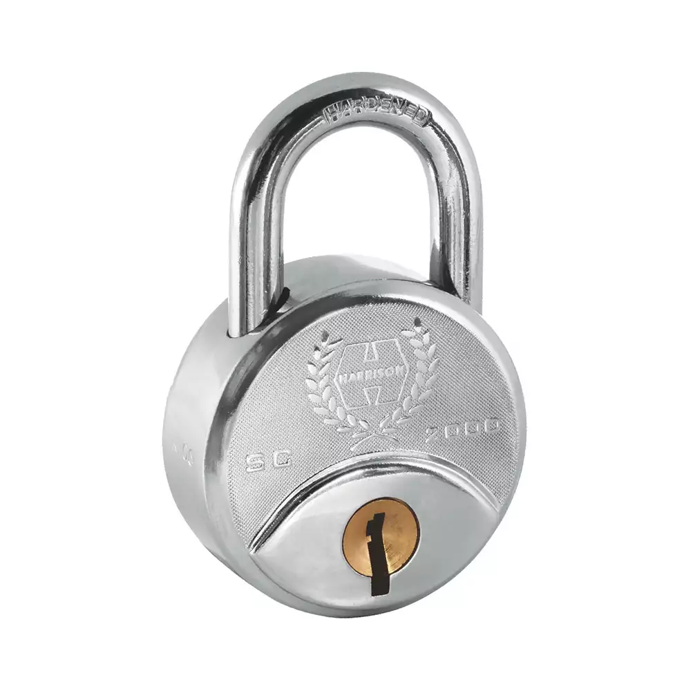 Harrison SC-2000 Premium Semi Cylinder 12 Levers Padlock With 4 Keys - 75 mm (Bright Chrome Plated)