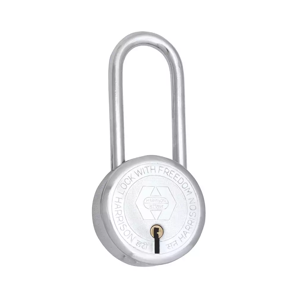 Harrison T-26 L/S Premium Round 9 Levers Padlock With 3 Keys - 75 mm (Bright Chrome Plated)