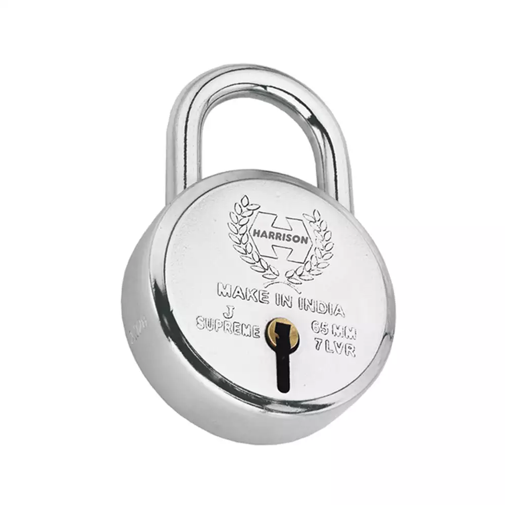 (Pack of 10) Harrison J Supreme 7 Levers Padlock With 3 Keys - 65 mm (Bright Chrome Plated)