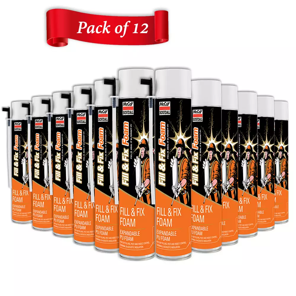 Expandable PU Foam Fill & Fix (750ml) Pack - McCoy Soudal