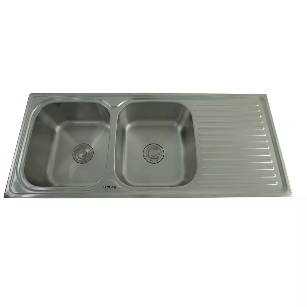 Futura Sinks Dura Double Bowl Kitchen Sink with Drain Board (47*20)