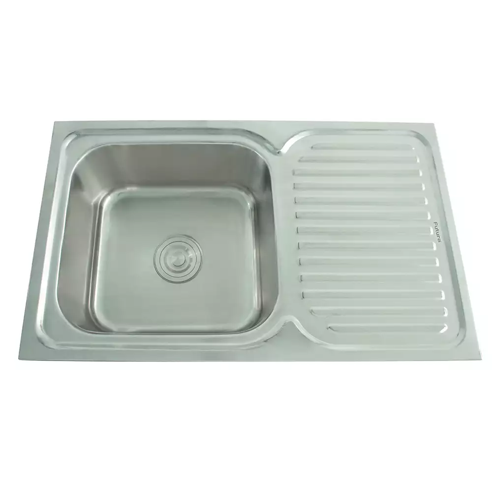 Futura Sinks Dura Single Bowl Square Kitchen Sink with Drain Board (32*19)