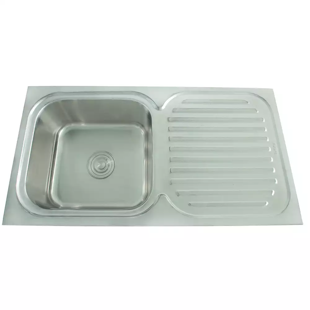 Futura Sinks Dura Single Bowl Square Kitchen Sink with Drain Board (36*19)