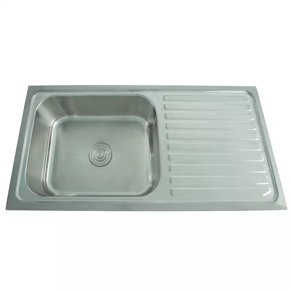 Futura Sinks Dura Single Bowl Square Kitchen Sink with Drain Board (40*20)