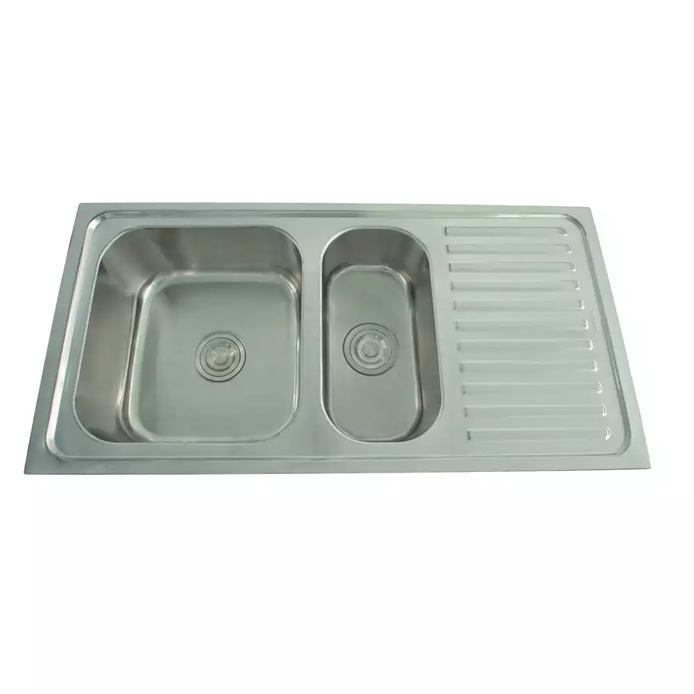 Futura Sinks Dura Single Bowl & Veg Bowl Kitchen Sink with Drain Board (40*20)