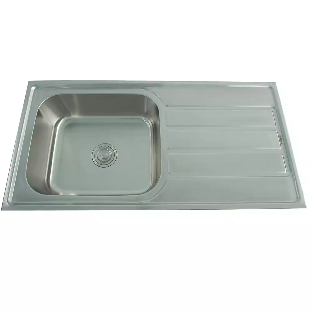 Futura Sinks Square Series Dura Single Bowl With Drain Board 4020 - P