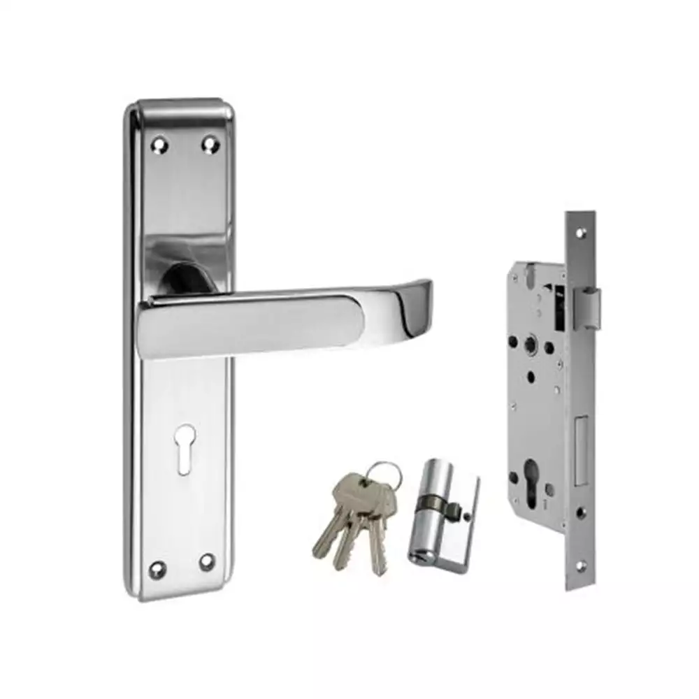 Ozone Contractor OCX-006-K60 8'' CP/SN 8 Inch Handle on Plate Both Side Key CY Door Handleset