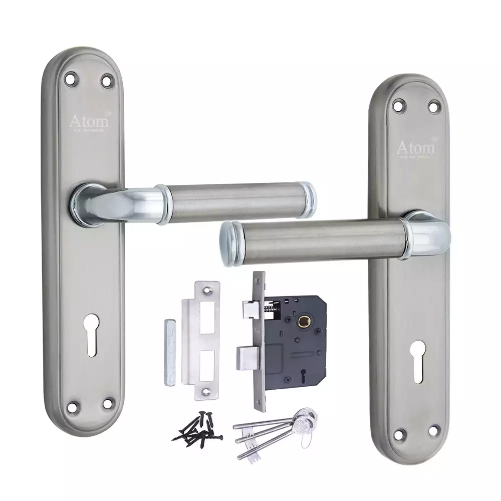 Atom Locks Atom Legend-2 Stainless Steel With Matt Finish Lock With Flora Mortise Door Handleset (65 Mm)