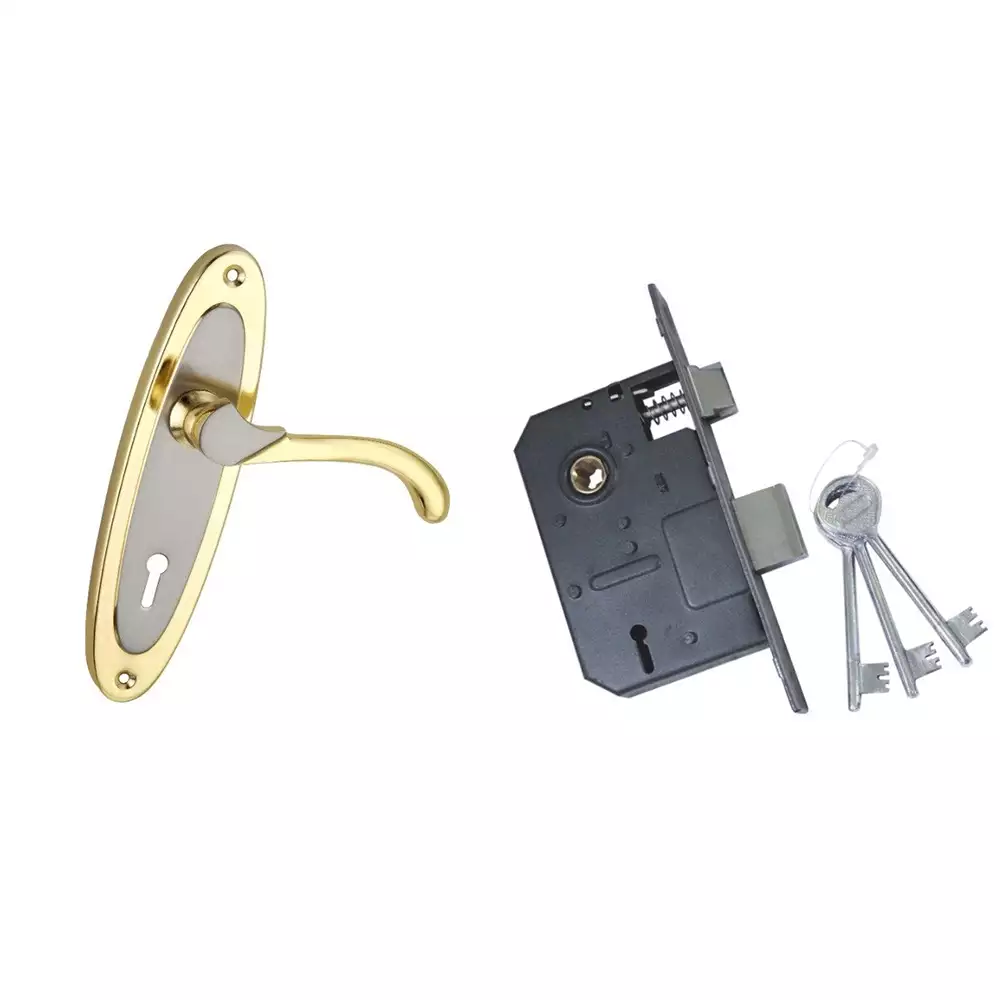 Atom Locks Mortise Door Handleset with Mortise Lock Atom Legend-2 412 Silver Gold