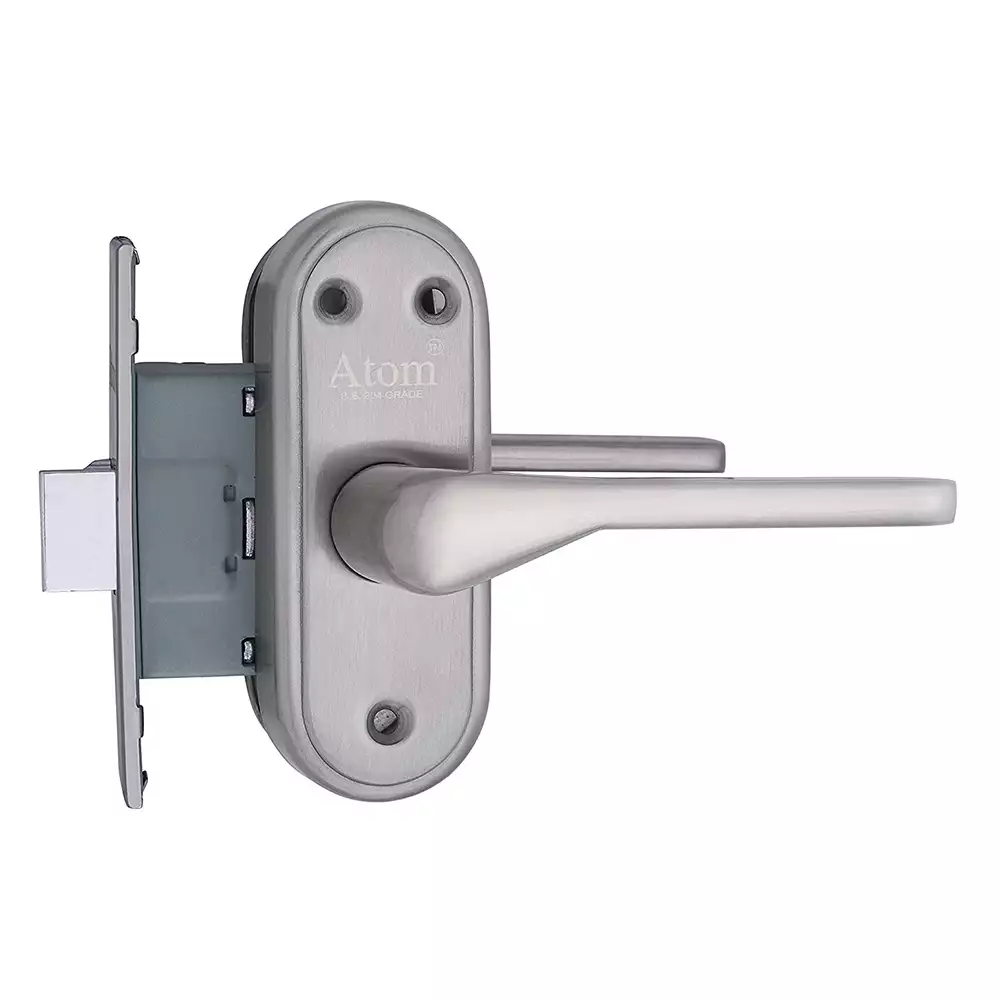 Atom Locks Mortise Door Handleset with Mortise Lock Atom Penta Baby Latch Stainless Steel 304 Grade with Itron Latch Satin Finish