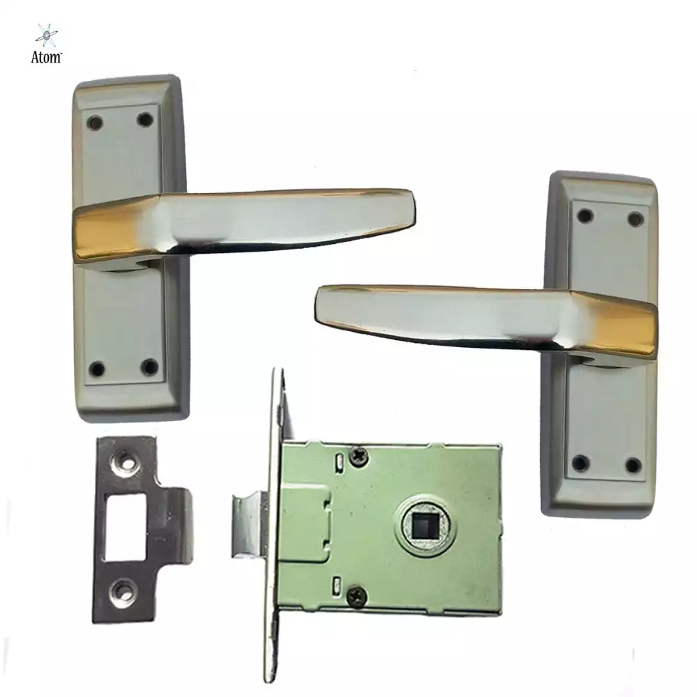 Atom Locks Mortise Door Handleset with Mortise Lock Atom Linus Baby Latch Stainless Steel 304 Grade with Itron Latch Satin Finish