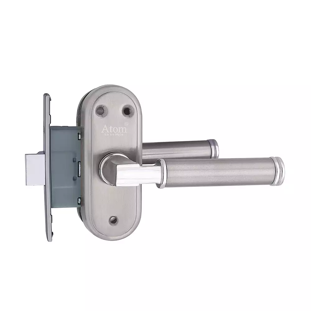 Atom Locks Mortise Door Handleset with Mortise Lock Atom Skoda Baby Latch Stainless Steel 304 Grade with S.S Itron Latch Satin Finish