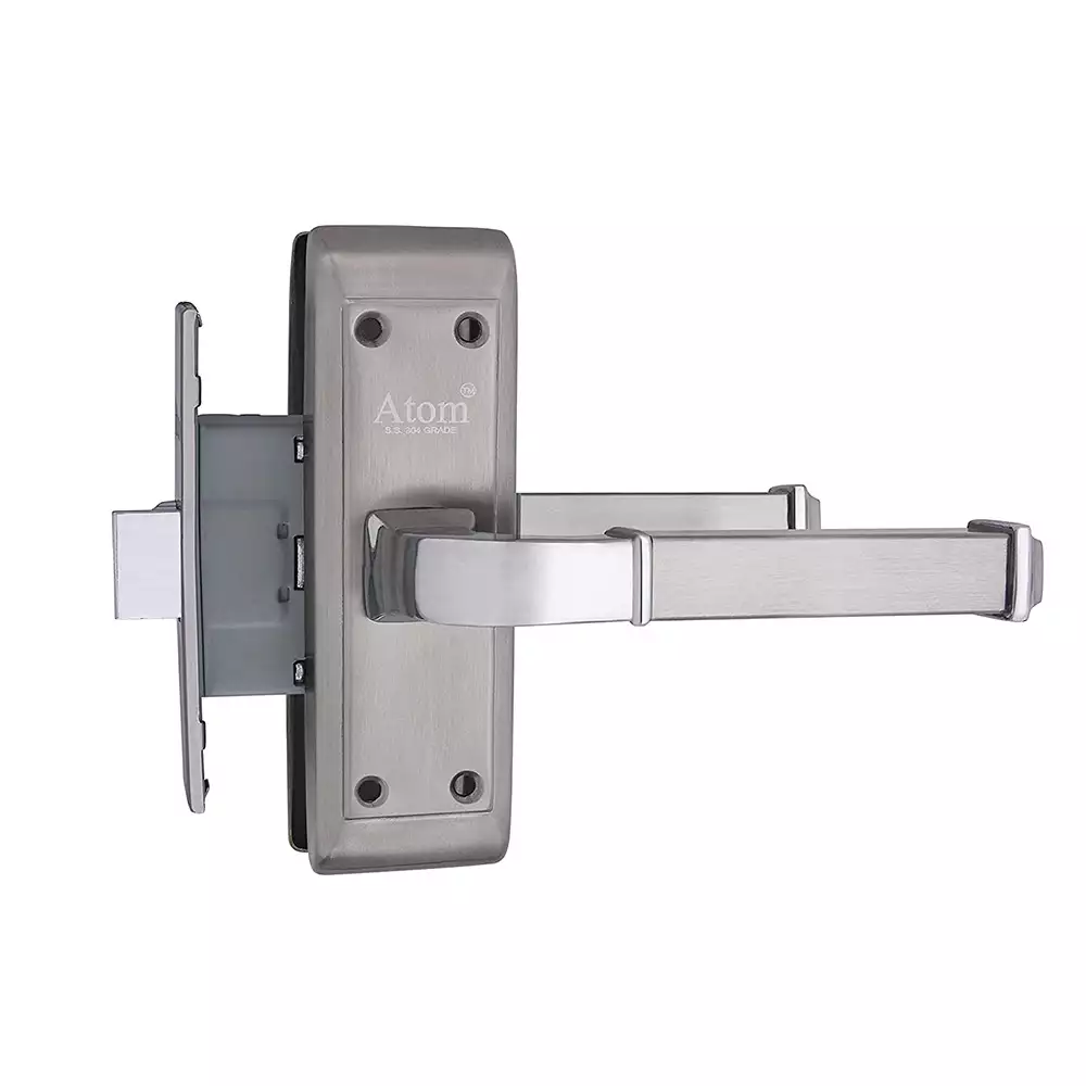 Atom Locks Mortise Door Handleset with Mortise Lock Atom Vista Baby Latch Stainless Steel 304 Grade with Itron Latch Satin Finish