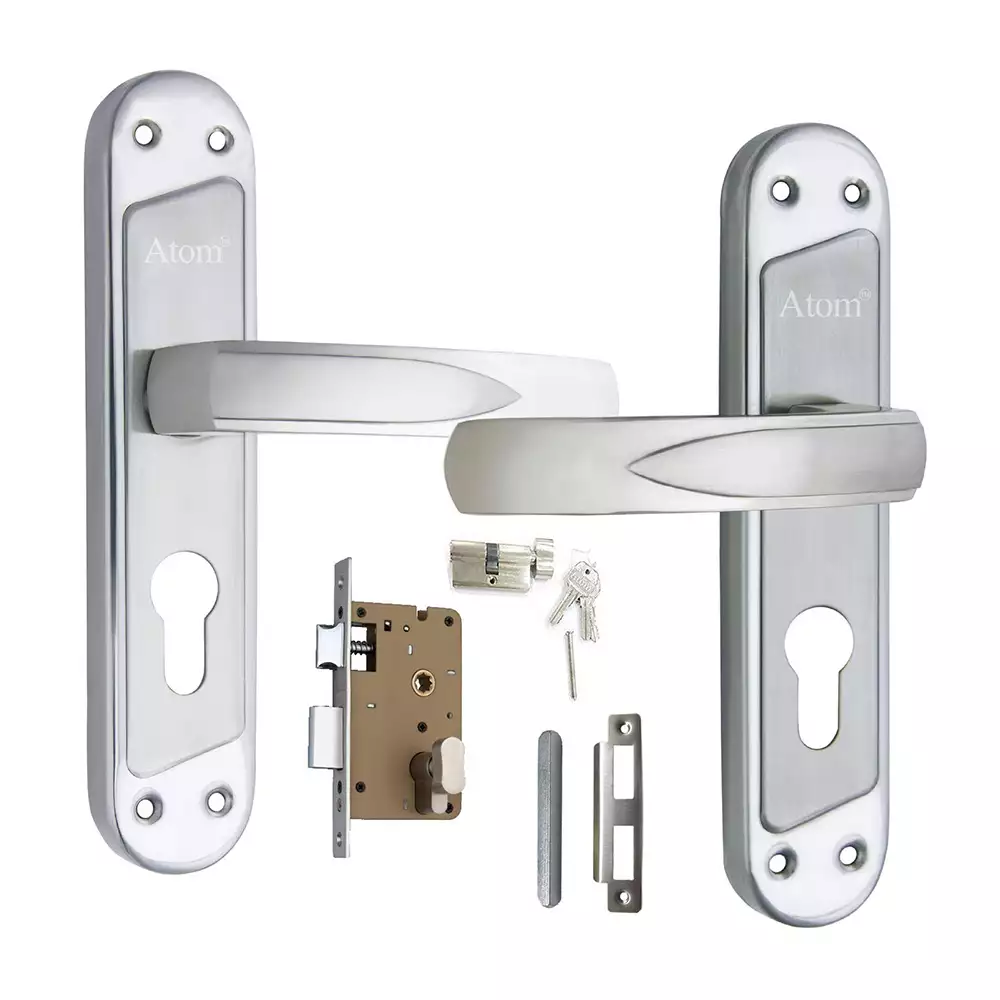 Atom Teana Door Handleset with 8 Inch SS 304 Mortise Handle & Lock Body With One Side Knob & Behind Key) Matt Finish