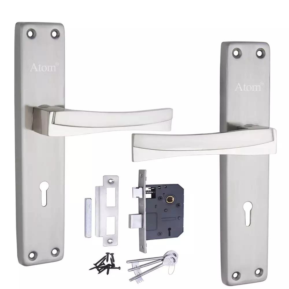 Atom Locks Double Action Mortise Handleset with Mortise Lock Fortune-2 Satin Finish Stainless Steel 8-Inch with 3 Key Lock