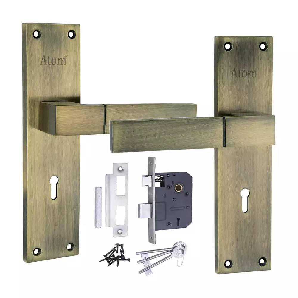 Atom Locks Lezend Mortise Door  Handleset with Mortice Lock Atom Al-51 K.Y Ant.