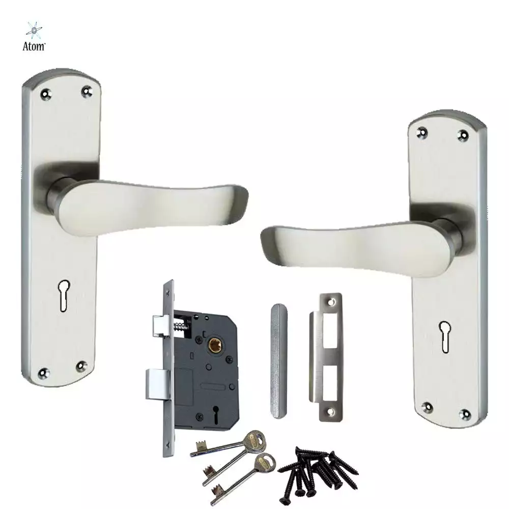 Atom Locks Lezend Mortise Door Handleset with Mortise Lock Atom 804 K.Y Satin Finish