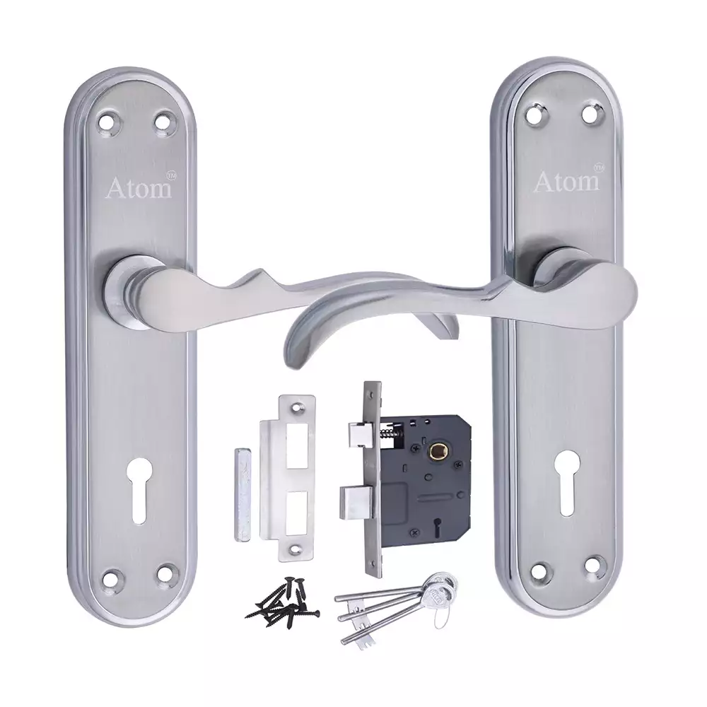 Atom Locks Atom Mercury K.Y With Lezend Cp/Matte Finish Iron Mortise Door Handleset (7-Inch)